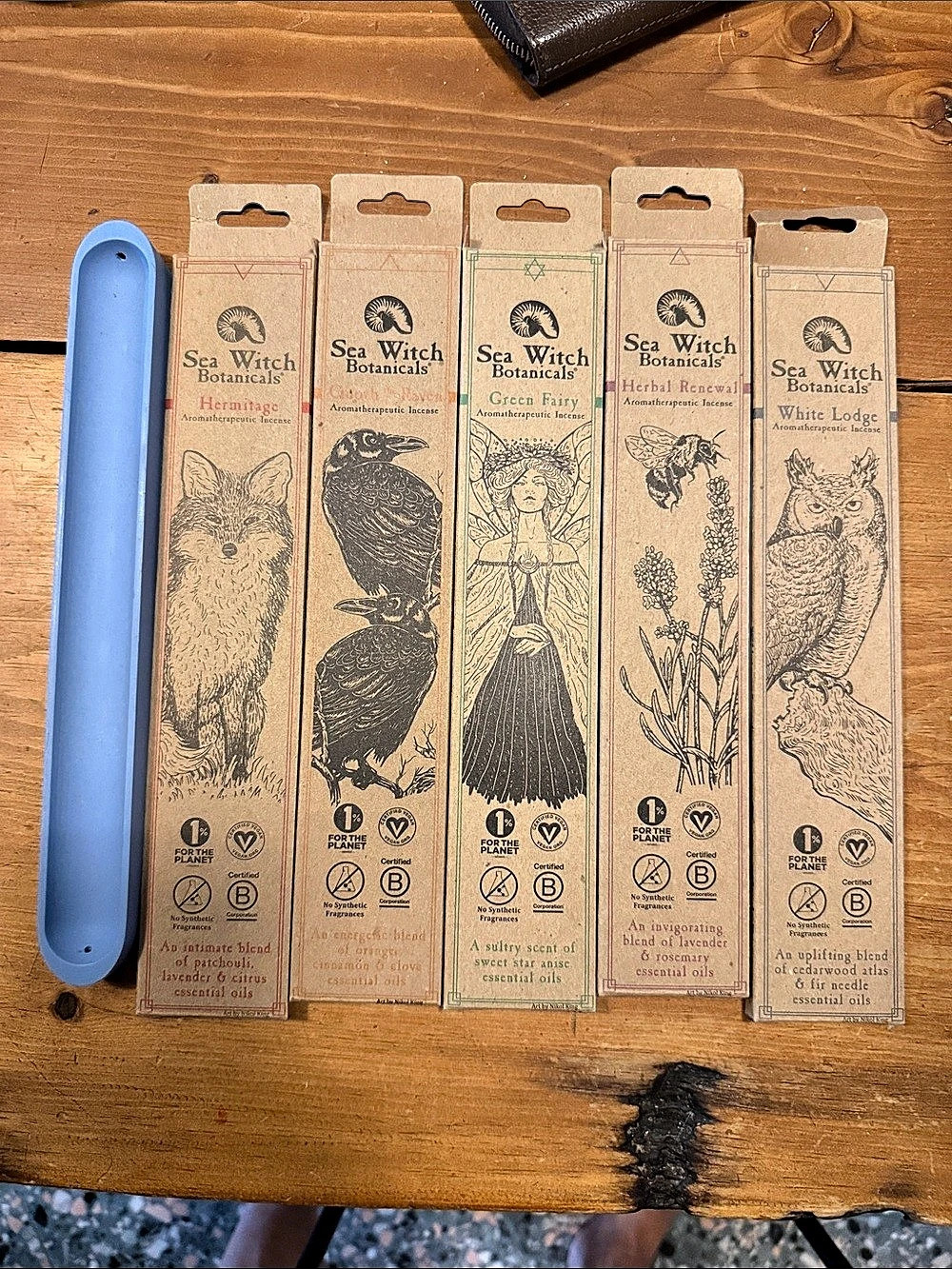 Sea Witch Botanicals Aromatherapeutic Incense 5-Pack with Holder NWT